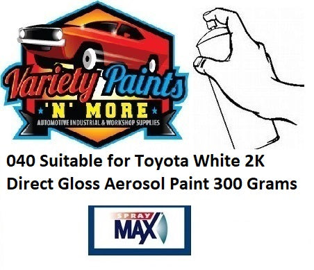 040 Super White Suitable for Toyota 2K Direct Gloss Aerosol Paint 300 Grams