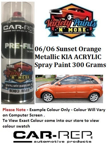 06/O6 Sunset Orange Metallic KIA ACRYLIC Spray Paint 300 Grams