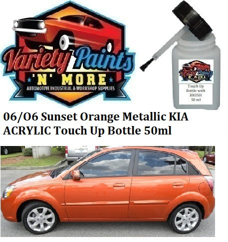 06/O6 Sunset Orange Metallic KIA ACRYLIC Touch Up Bottle 50ml