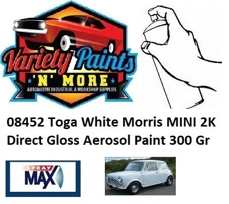 08452 Toga White Morris MINI 2K Direct Gloss Aerosol Paint 300 Grams