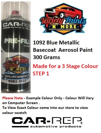 1092 Blue Metallic Basecoat for 3 Stage Colour Aerosol Paint 300 Grams STEP 1