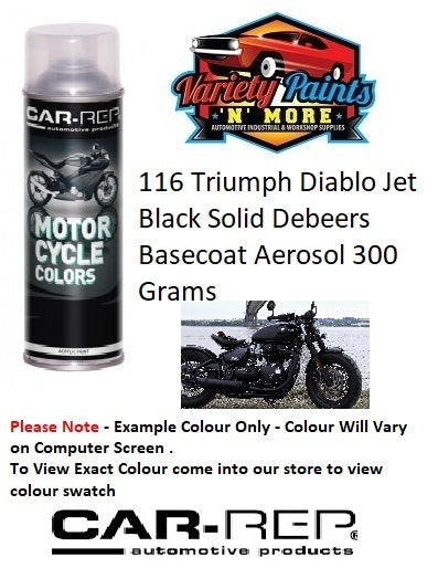116 Triumph Diablo Jet Black Solid Debeers Basecoat Aerosol 300 Grams