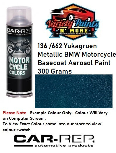 136 /662 Yukagruen Metallic BMW Motorcycle Basecoat Aerosol Paint 300 Grams 1IS 42A