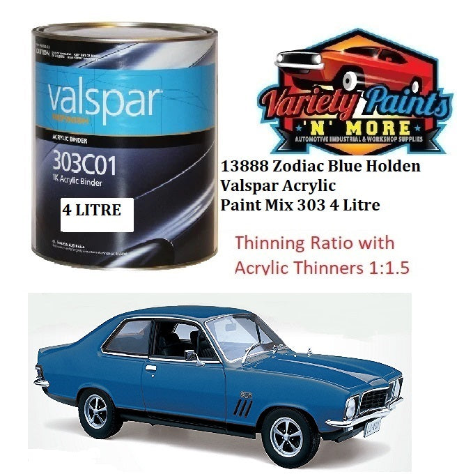 2B024/13888 Zodiac Blue Holden Valspar Acrylic Paint Mix 303 4 Litre