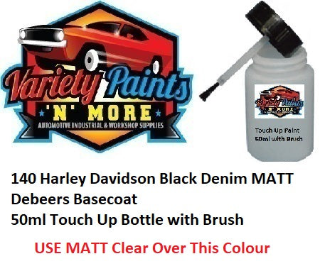 140 Harley Davidson Black Denim MATT Debeers Basecoat Touch Up Bottle with Brush