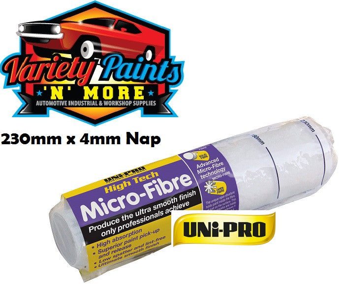 Unipro 230mm 4mm Nap High Tech Micro-Fibre Roller Cover