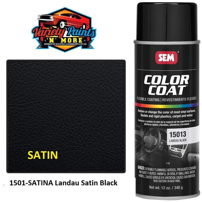 1501 Landau SATIN Black Satin SEM Colourcoat Vinyl Aerosol 300 Grams 90/10