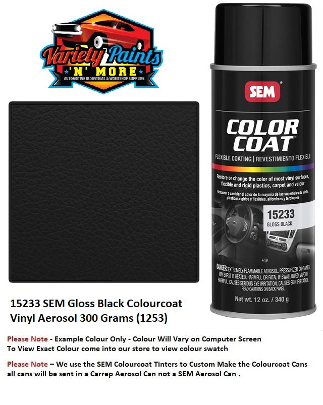 15233 SEM Gloss Black Colourcoat Vinyl Aerosol 300 Grams (1253)