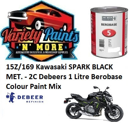 15Z/169 Kawasaki SPARK BLACK MET. - 2C Debeers 1 Litre Berobase Colour Paint Mix