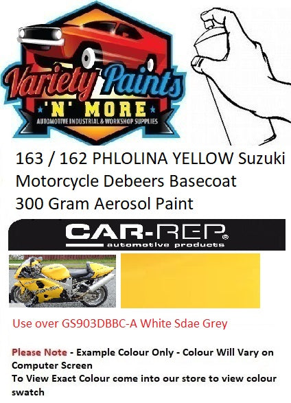 163 / 162 PHLOLINA YELLOW Suzuki Motorcycle Debeers Basecoat 300 Gram Aerosol Paint 