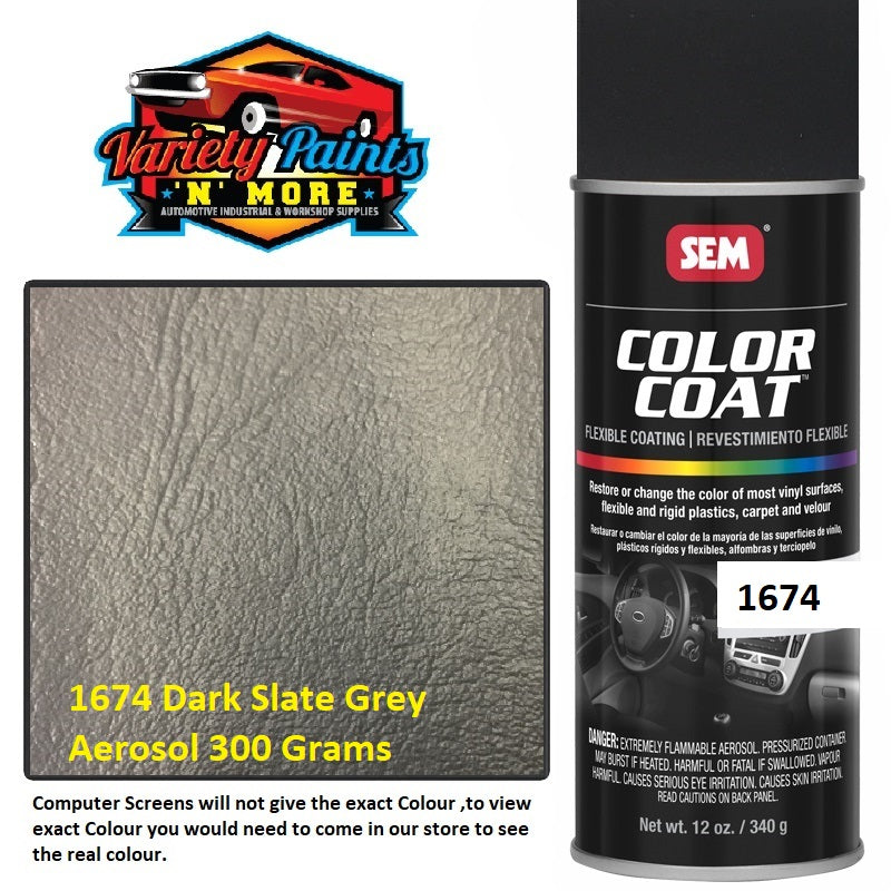 1674DAR Dark Slate Grey SEM Colourcoat Vinyl Aerosol 300 Grams