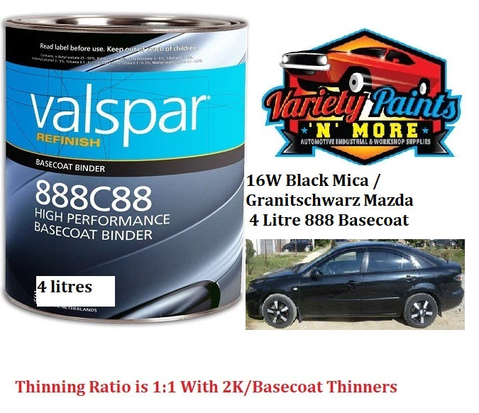 16W Black Mica / Granitschwarz Mazda 4 Litre 888 Basecoat