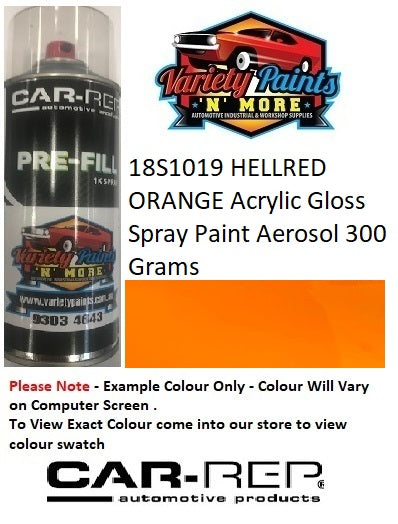 18S1019 HELLRED ORANGE Acrylic Gloss Spray Paint Aerosol 300 Grams