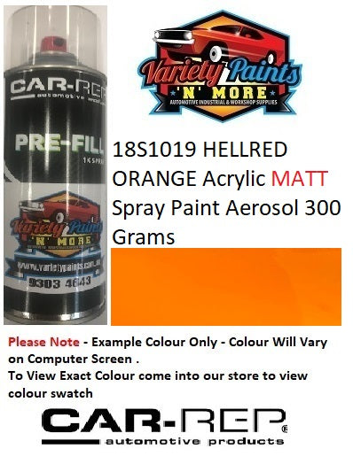 18S1019 HELLRED ORANGE Acrylic Matt Spray Paint Aerosol 300 Grams