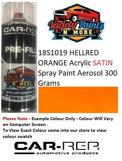 18S1019 HELLRED ORANGE Acrylic SATIN Spray Paint Aerosol 300 Grams