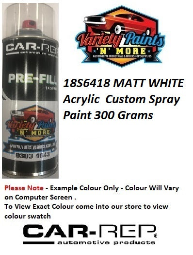 18S6418 MATT WHITE Acrylic  Custom Spray Paint 300 Grams