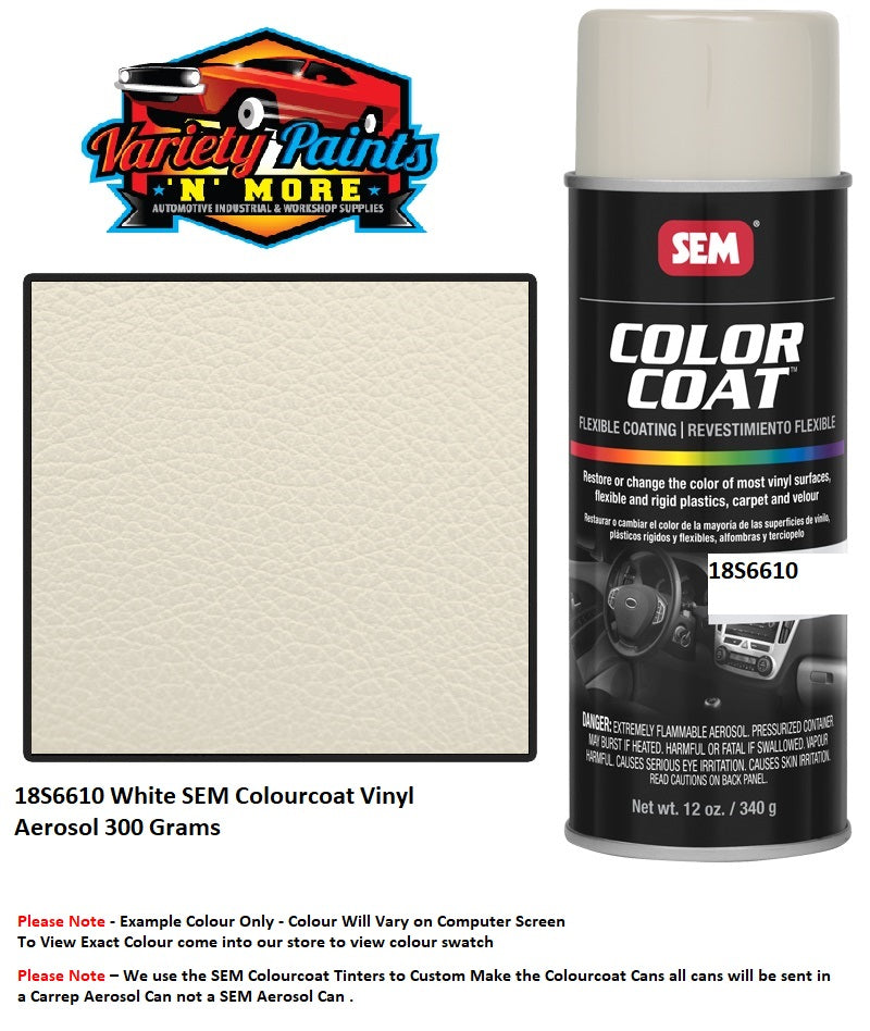 18S6610 White SEM Colourcoat Vinyl Aerosol 300 Grams