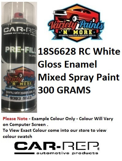 18S6628 RC White Gloss Enamel Mixed Spray Paint 300 GRAMS