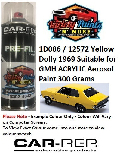 1D086 / 12572 Yellow Dolly 1969 Suitable for GMH ACRYLIC Aerosol Paint 300 Grams