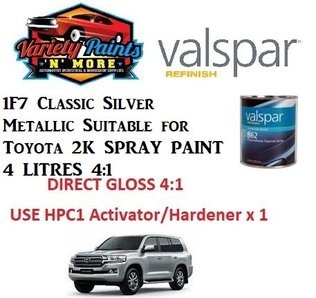 1F7 Classic Silver Metallic Suitable for Toyota 2K SPRAY PAINT 4 LITRES 4:1
