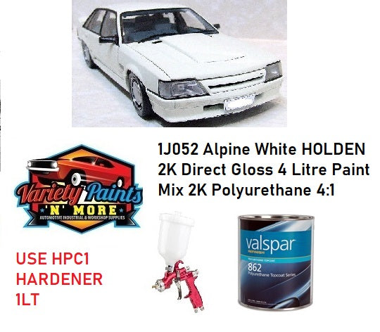1J052 Alpine White HOLDEN 2K Direct Gloss 4 Litre Paint Mix 2K Polyurethane 4:1