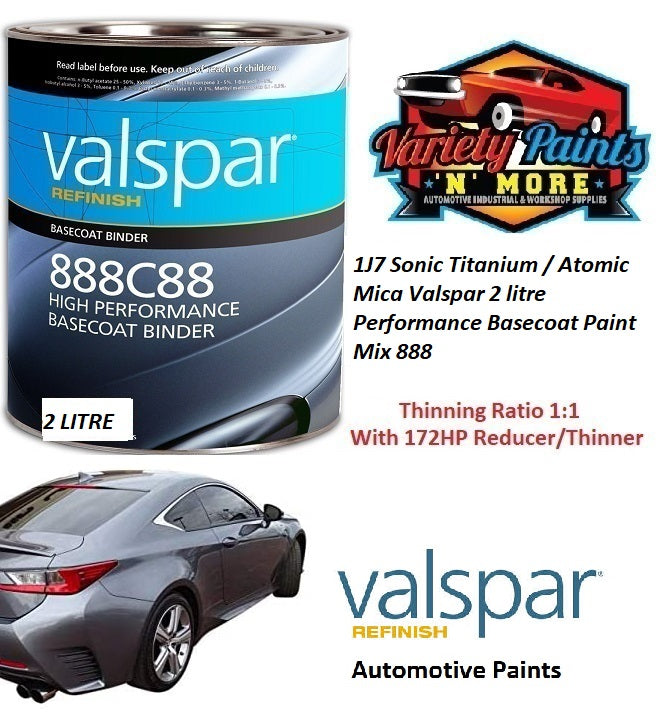 1J7 Sonic Titanium / Atomic Silver Valspar 2 litre Performance Basecoat Paint Mix 888
