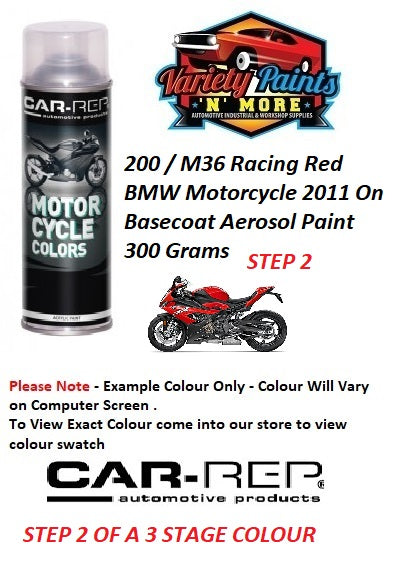 200 / M36 Racing Red BMW Motorcycle 2011 On Basecoat Aerosol Paint 300 Grams