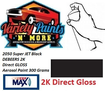 2050 Super JET Black DEBEERS 2K Direct GLOSS Aerosol Paint 300 Grams