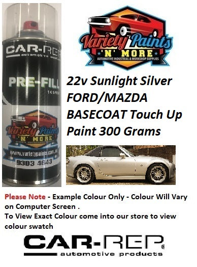 22v Sunlight Silver Standard FORD/MAZDA  BASECOAT Touch Up Paint 300 Grams