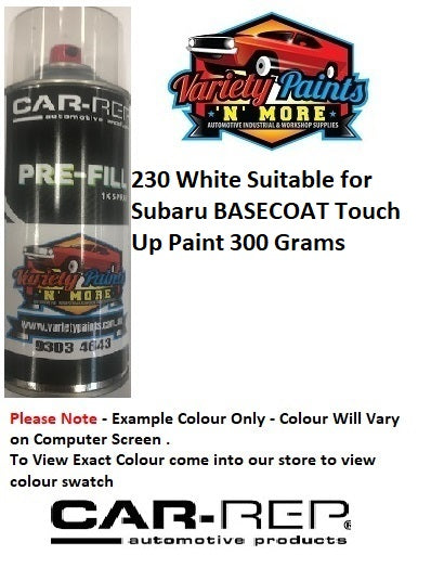 230 White Suitable for Subaru BASECOAT Touch Up Paint 300 Grams