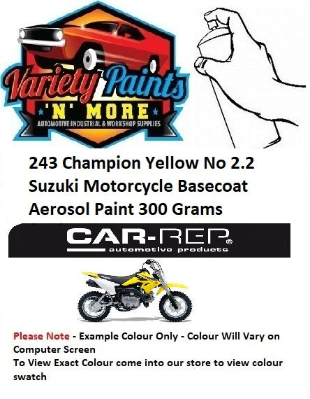 243 Champion Yellow No 2.2 Suzuki Motorcycle Basecoat Aerosol Paint 300 Grams