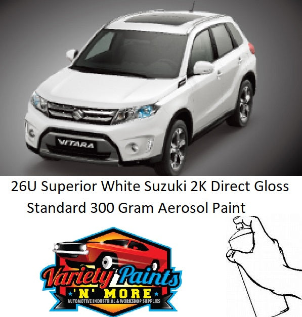 26U Superior White Suzuki 2K Direct Gloss Standard 300 Gram Aerosol Paint