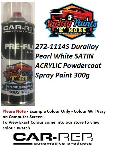 272-1114S Duralloy Pearl White Satin Powdercoat Spray Paint 300g