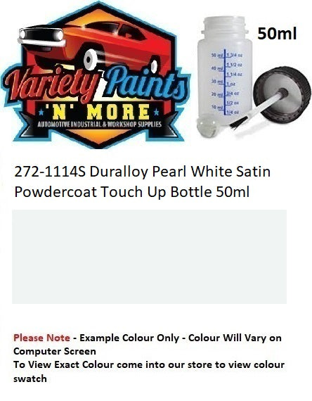 272-1114G Duralloy Pearl White Satin Powdercoat Touch Up Bottle 50ml