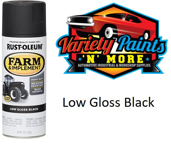 RustOleum Low Gloss Black Farm & Implement Enamel Spray Paint 340 Gram