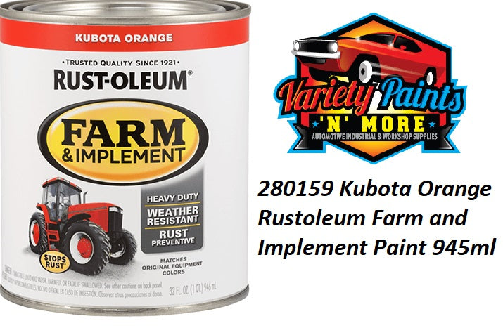 RustOleum Kubota Orange Farm & Implement Enamel Paint 1 LITRE