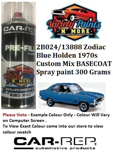 2B024/13888 Zodiac Blue Holden 1970s Custom Mix BASECOAT Spray paint 300 Grams