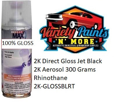 Rhinothane 2K Jet Gloss Black Aerosol Spray Paint 300 GRAMS RTGB-A