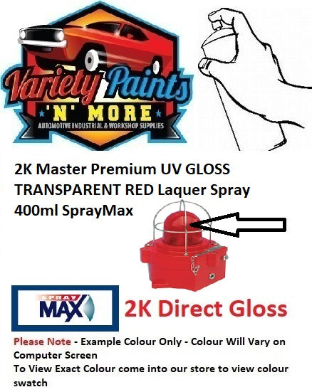 2K Master Premium UV GLOSS TRANSPARENT RED Laquer Spray 400ml SprayMax 