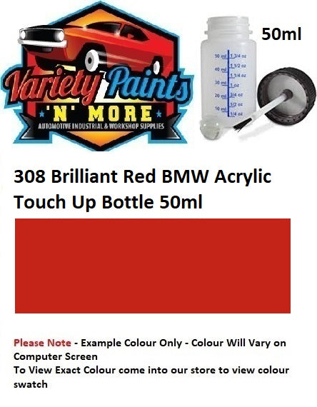 308 Brilliant Red BMW Acrylic Touch Up Bottle 50ml 
