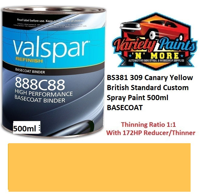 BS381 309 Canary Yellow British Standard Custom Spray Paint 500ml  BASECOAT