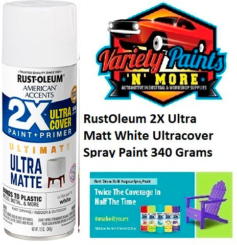 RustOleum 2X Ultra Matt White Ultracover Spray Paint 340 Grams