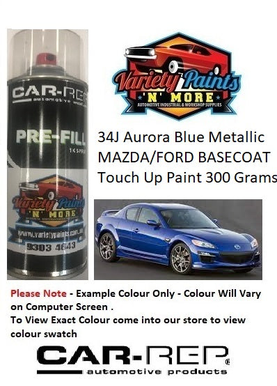 34J Aurora Blue Metallic MAZDA/FORD BASECOAT Touch Up Paint 300 Grams