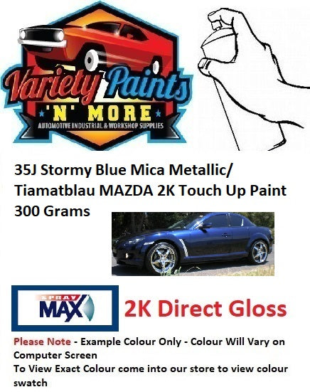 35J Stormy Blue Mica Metallic/ Tiamatblau MAZDA 2K Touch Up Paint 300 Grams