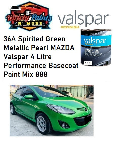 36A Spirited Green Metallic Pearl MAZDA Valspar 4 Litre  Performance Basecoat Paint Mix 888