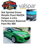 36A Spirited Green Metallic Pearl MAZDA Valspar 4 Litre  Performance Basecoat Paint Mix 888