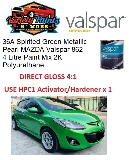 36A Spirited Green Metallic Pearl MAZDA Valspar 862 4 Litre Paint Mix 2K Polyurethane