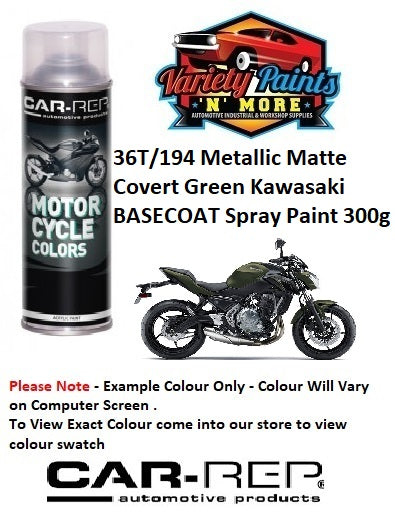36T/194 Metallic Matte Covert Green Kawasaki BASECOAT Spray Paint 300g