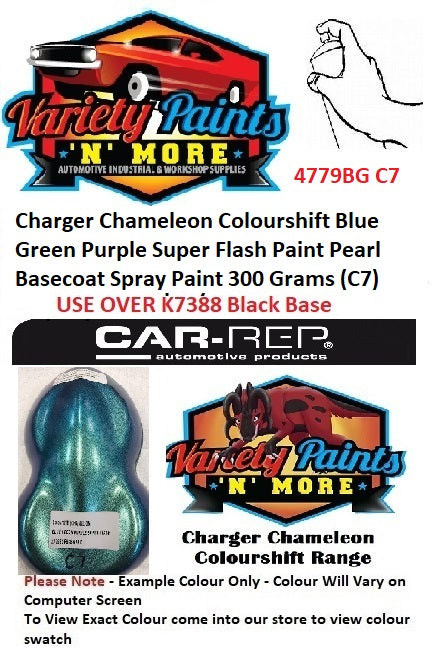 Charger Chameleon C7  Colourshift Blue-Green-Purple Super Flash Paint Pearl Basecoat Spray Paint 300 Grams (C7)