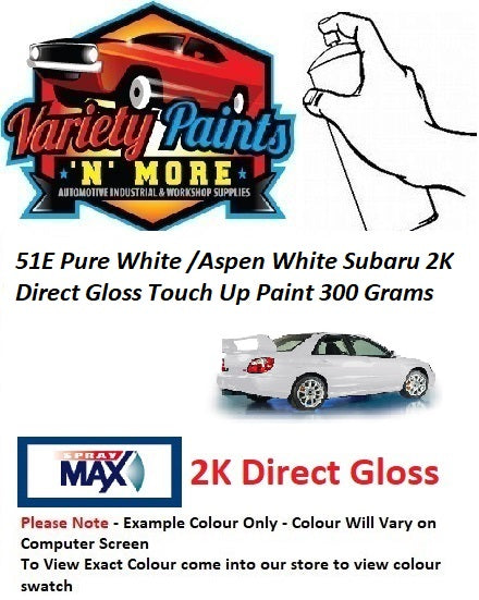 51E Pure White /Aspen White Subaru 2K Direct Gloss Touch Up Paint 300 Grams